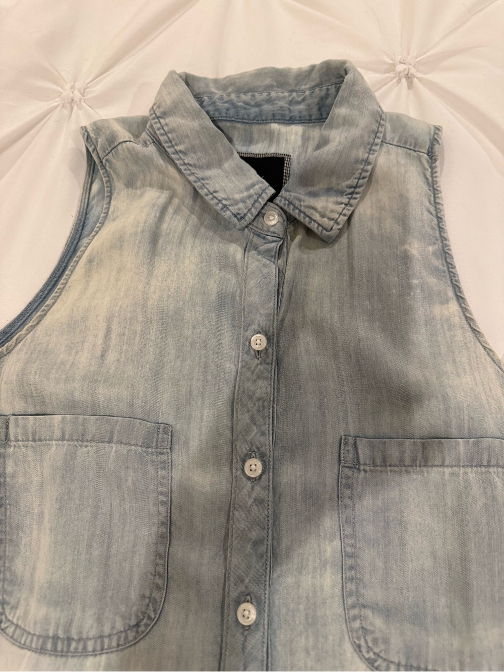 Rails 100% Tencel Chambray Romper XS Sleeveless Drawstring Waist Pockets - Picture 12 of 16